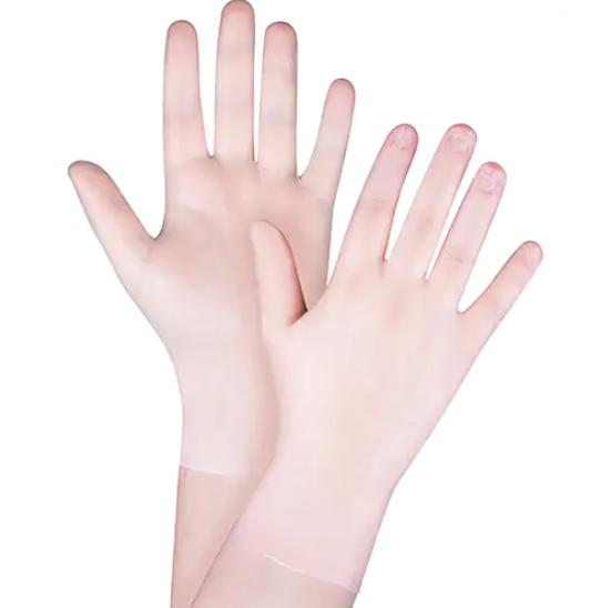 [SGX028] Gants jetables de vinyle clair sans poudre (Moyen)