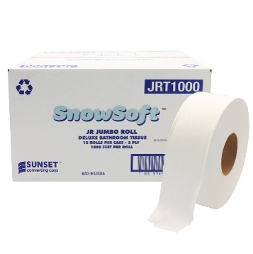Jumbo toilet paper roll - 2 ply virgin paper - 12 rolls of 1000'