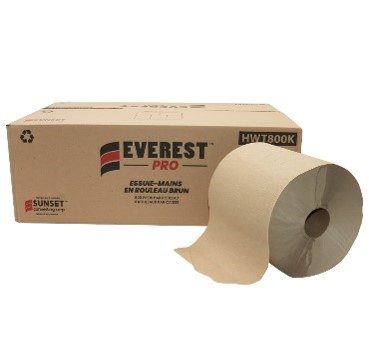 Papier à main recyclé - 1 épaisseur - Brun- 6 rouleaux de 800'
