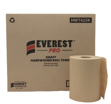 Recycled hand towels - 1 ply - Kraft- 12 rolls of 425' 