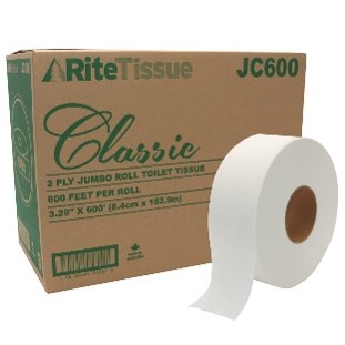 Jumbo toilet paper roll - 2 ply virgin paper - 8 rolls of 152M