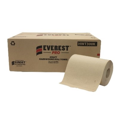 Papier à main recyclé - 1 épaisseur - Kraft- 12 rouleaux de 300'