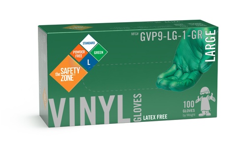 [472643-XL] Disposable powder free green vinyl gloves