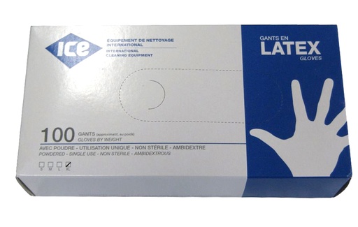 Disposable powdered latex gloves